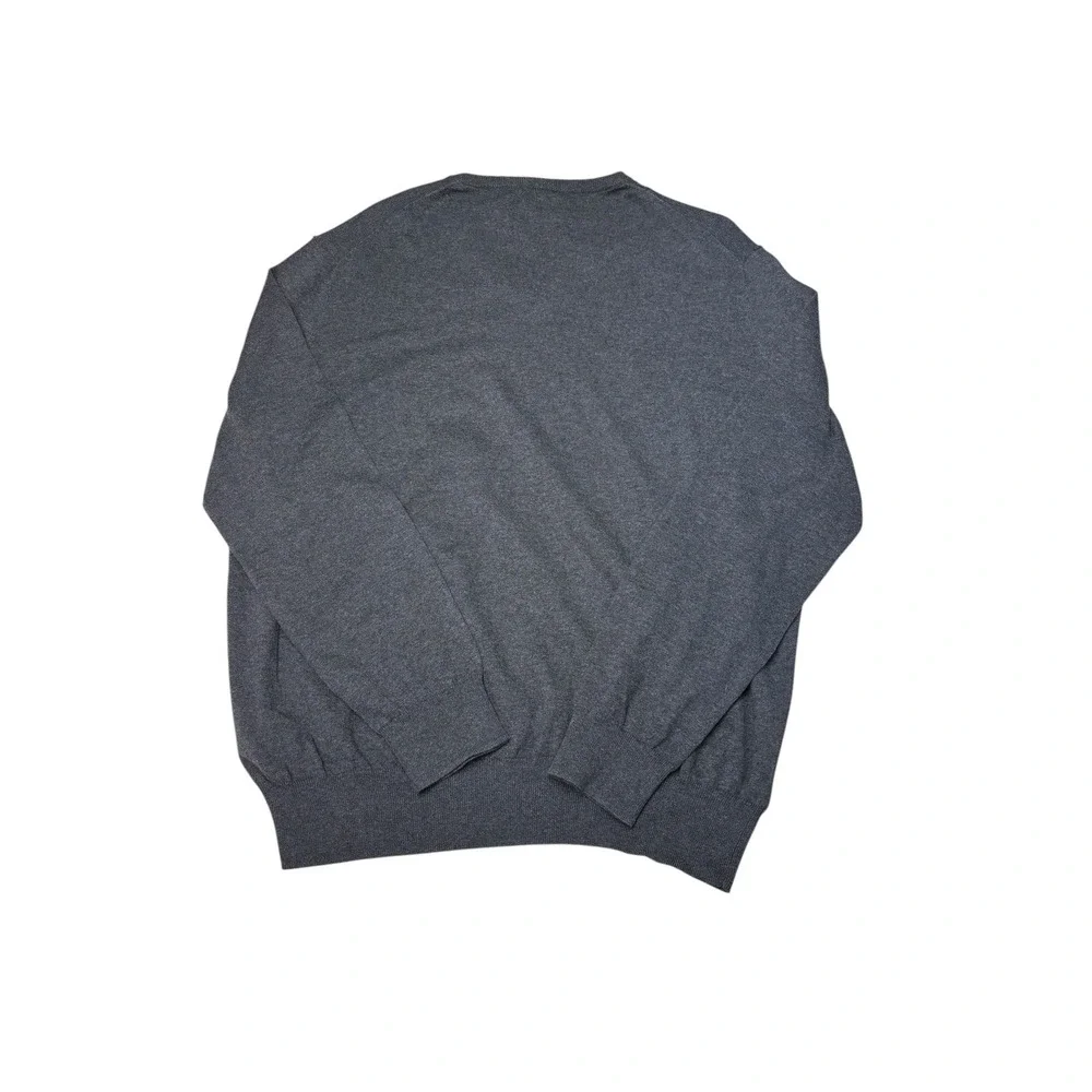 NWT Polo Ralph Lauren Mens‎ Pima Cotton V-Neck Sweater Grey Purple Pony Large